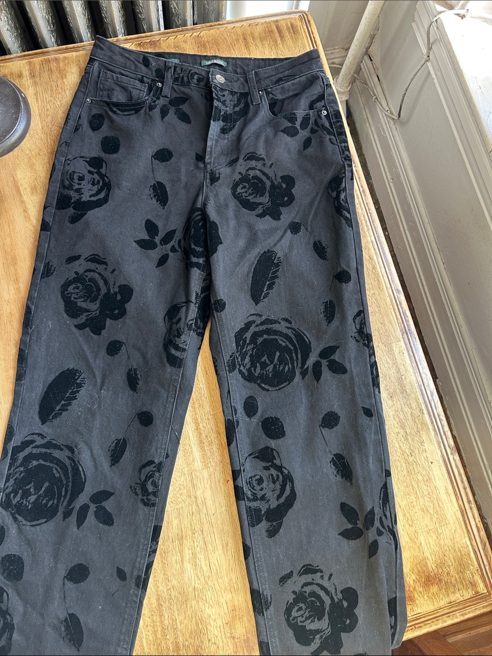 wild fable Black Floral Print High-Rise Pants